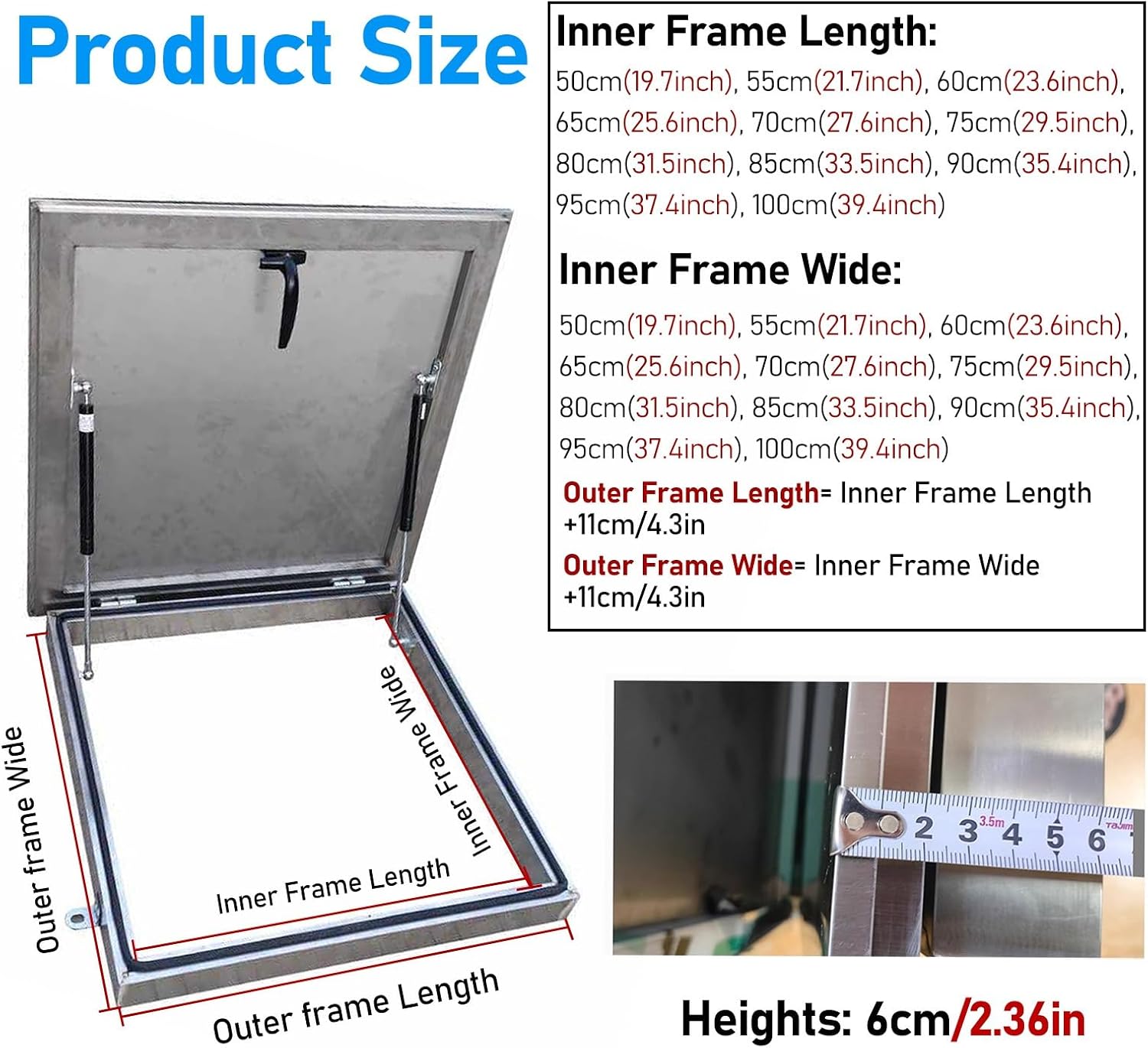 Roof Access Hatch, Residential Skylight with Seal Strip, Handle and Bolts, Ideal for Attic and Basement Roof Exits