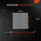 A-Premium Engine Coolant Radiator Assembly with Transmission Oil Cooler