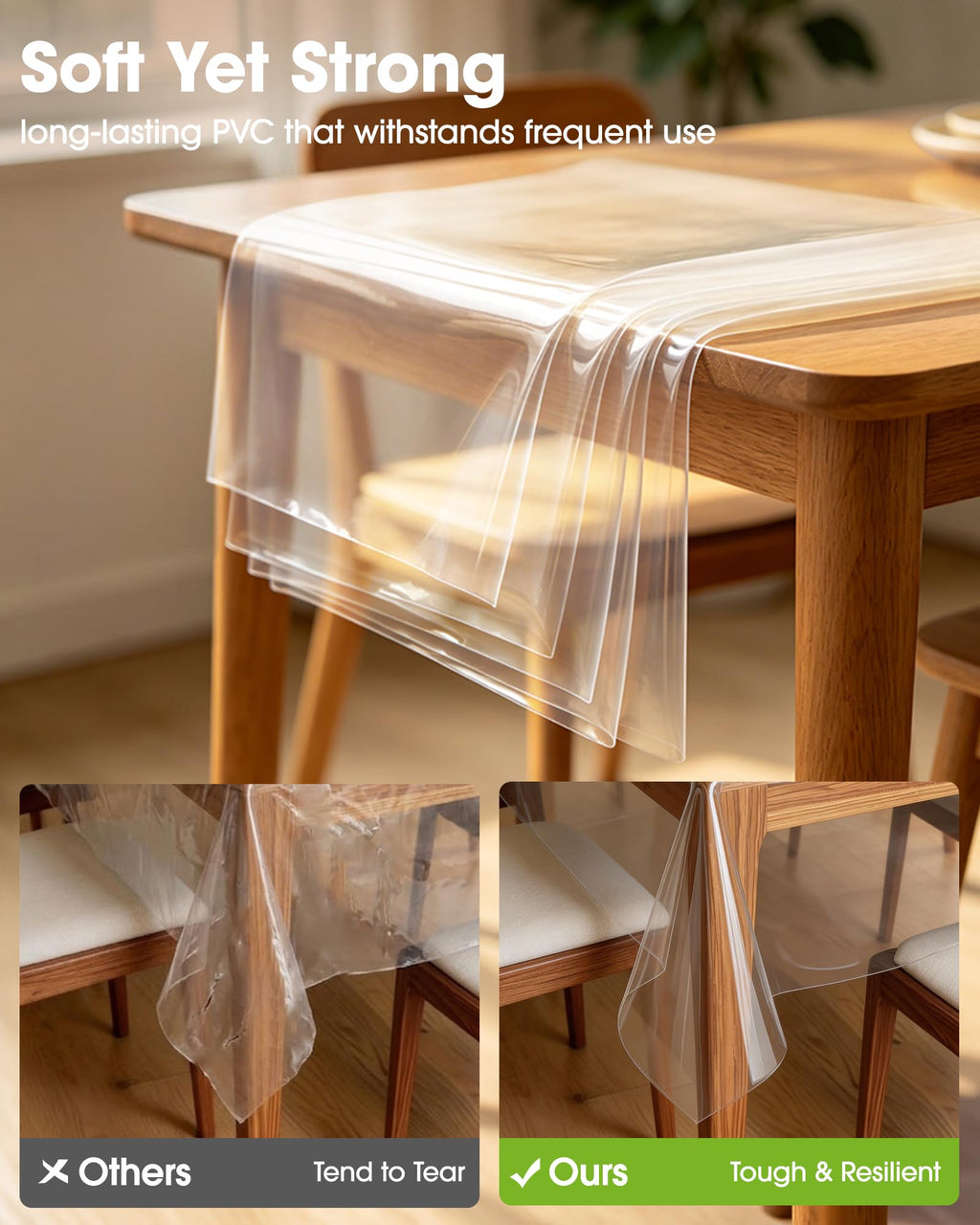 Clear Plastic Table Cover Protector 54 x 72 Inch