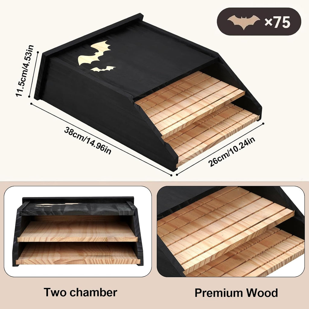 Bat House, Large 2-Chamber Bat Houses for Outdoors for Tree Bat Box Kit