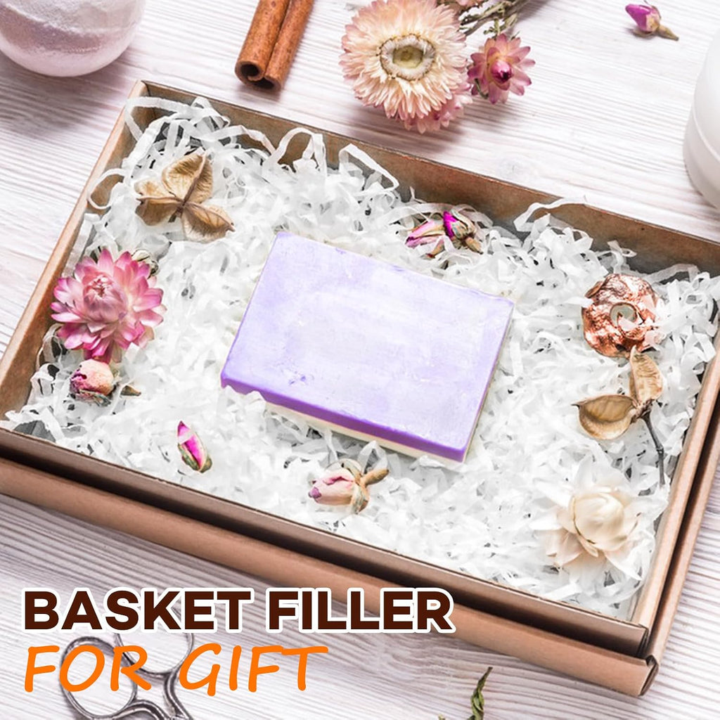 3LB White Crinkle Paper Filler, Shredded Paper for Gift Baskets