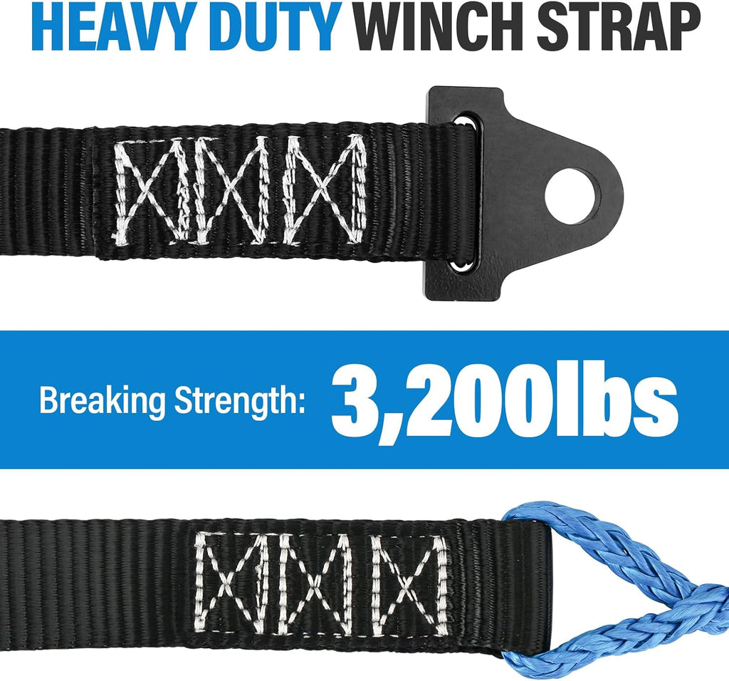 64in Plow Strap fit for ATV UTV Winch, Heavy Duty Snow Plow Lift Strap | Durable Plow Strap Use with Standard or Wide
