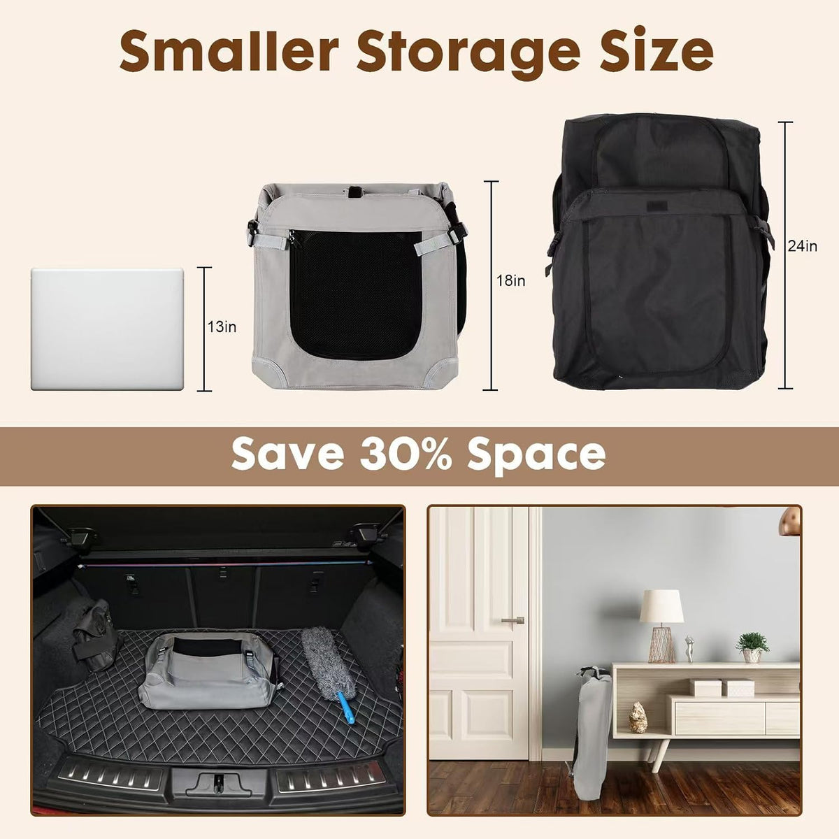 Extra Large Cat Carrier for 2 Cats, Grey, X-Large