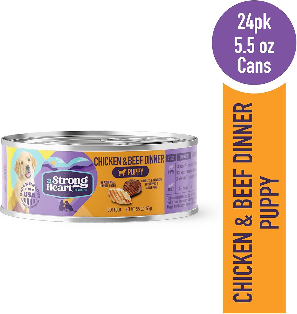 A Strong Heart Puppy Chicken & Beef Dinner Dog Food, 24pk