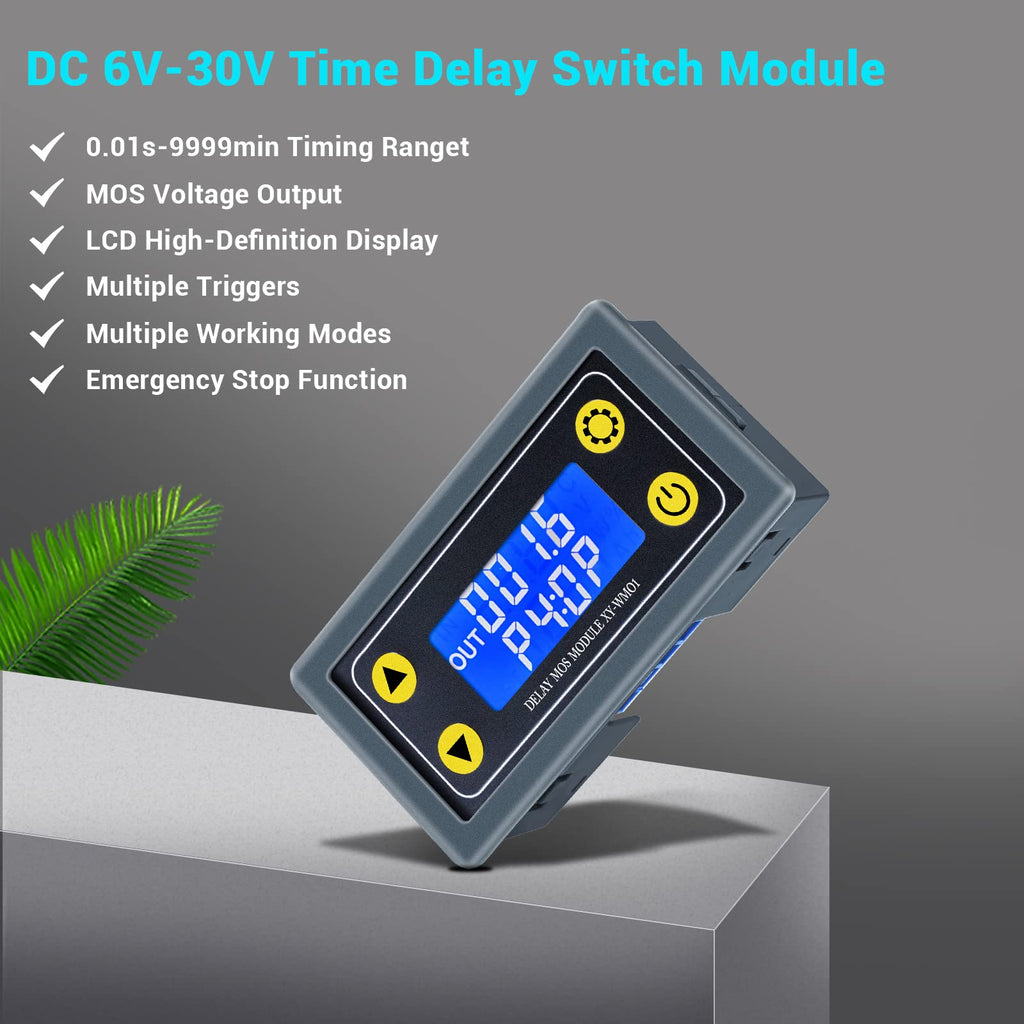 Icstation 12V Timer Relay with MOS Voltage Output Cycle Timer LCD Display 10A Programmable Relay Switch Module 0.01s-9999mins ON-Off Control for Light Water Pump Engine