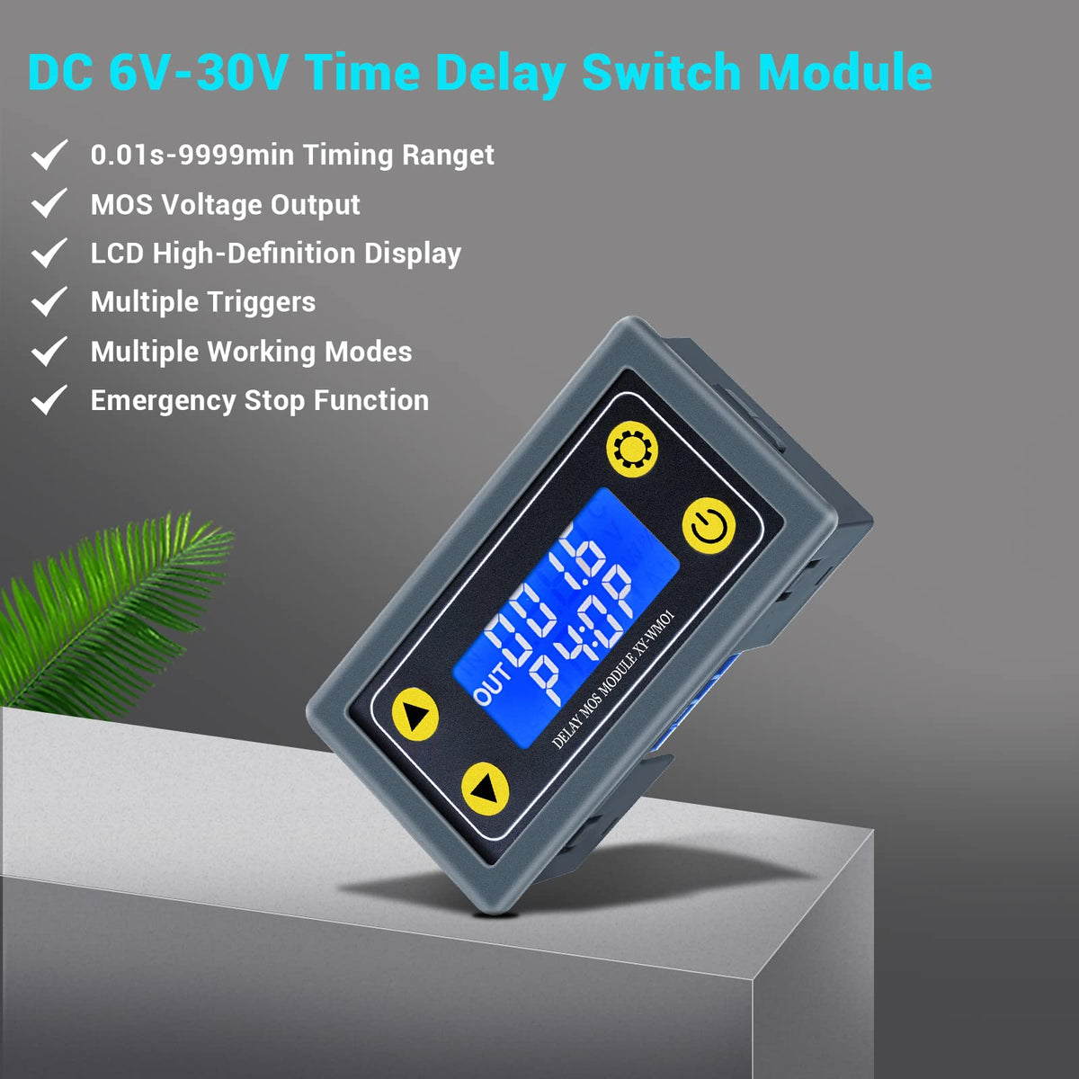 Icstation 12V Timer Relay with MOS Voltage Output Cycle Timer LCD Display 10A Programmable Relay Switch Module 0.01s-9999mins ON-Off Control for Light Water Pump Engine