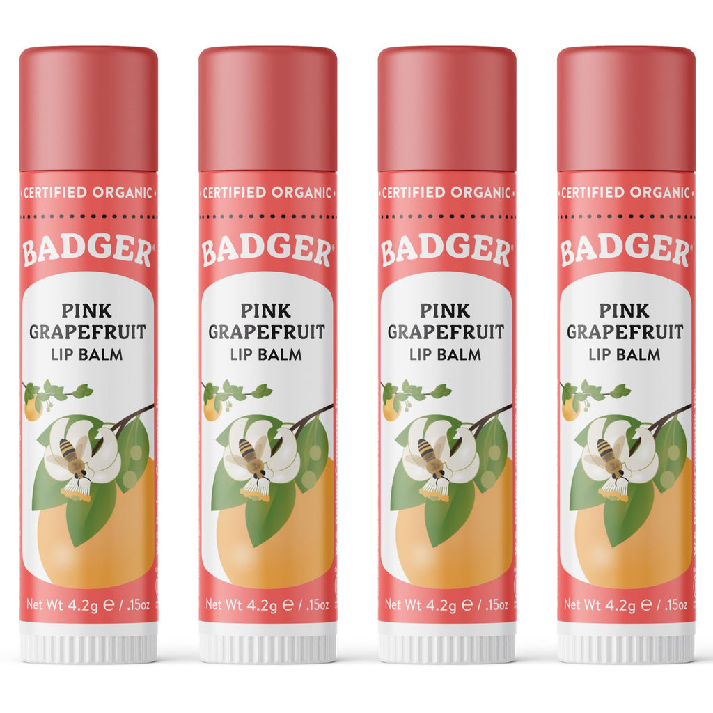 Pink Grapefruit Classic Organic Lip Balm, 4 Pack
