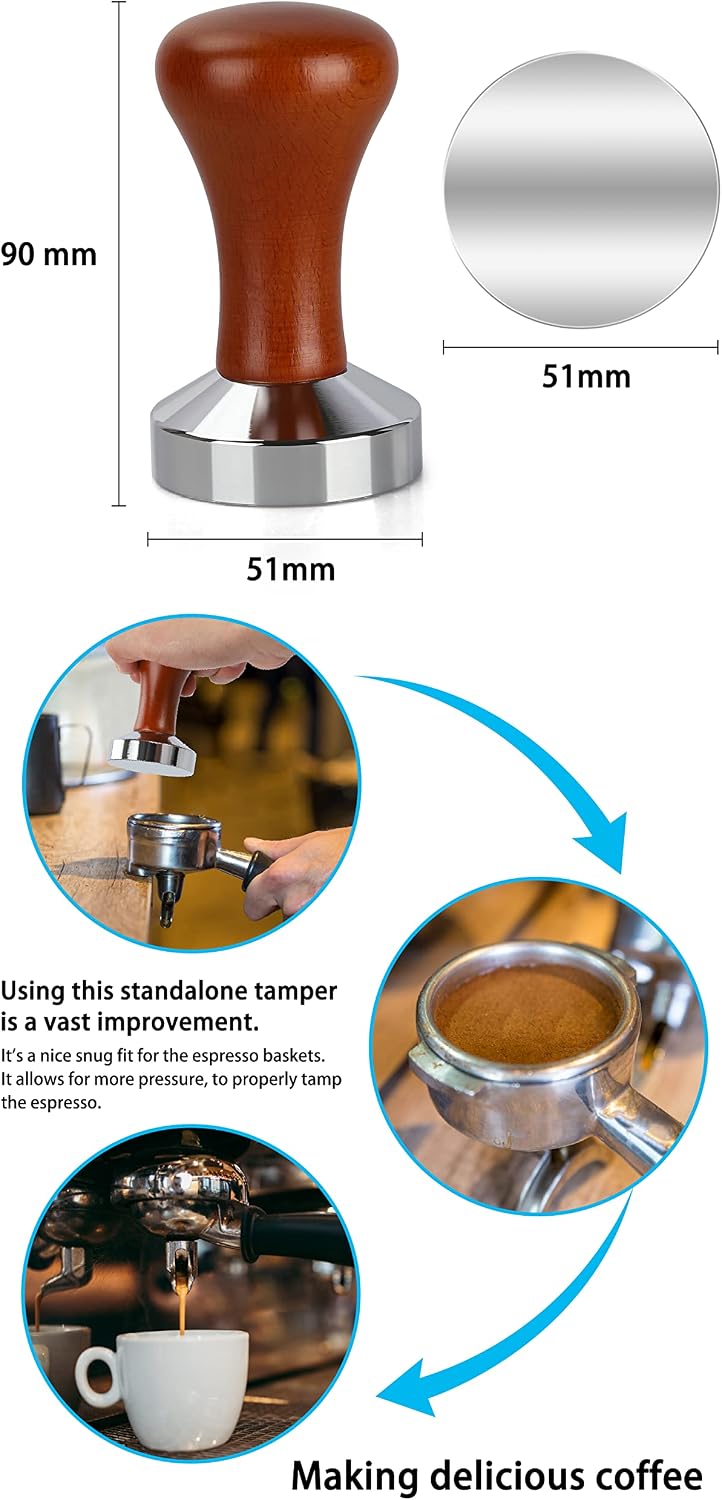 51mm Espresso Tamper-Premium Barista Coffee Tamper Coffee Tamper Classic Series Stainless Steel Espresso Tamper