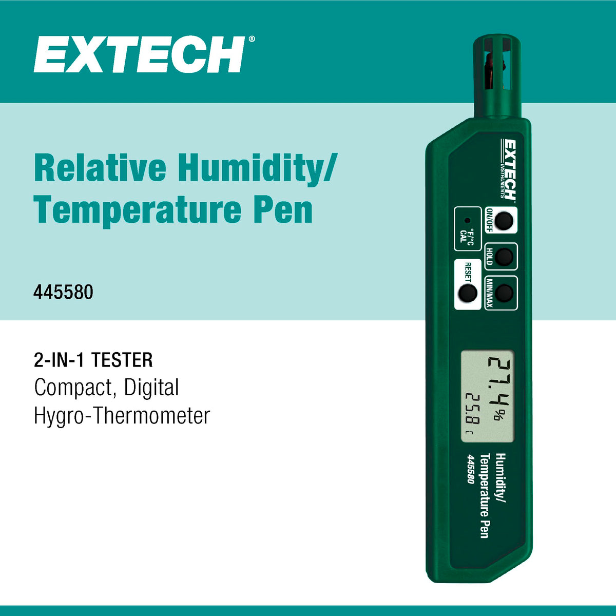 445580 Humidity and Temperature Pen, Fast Sensor, Dual LCD