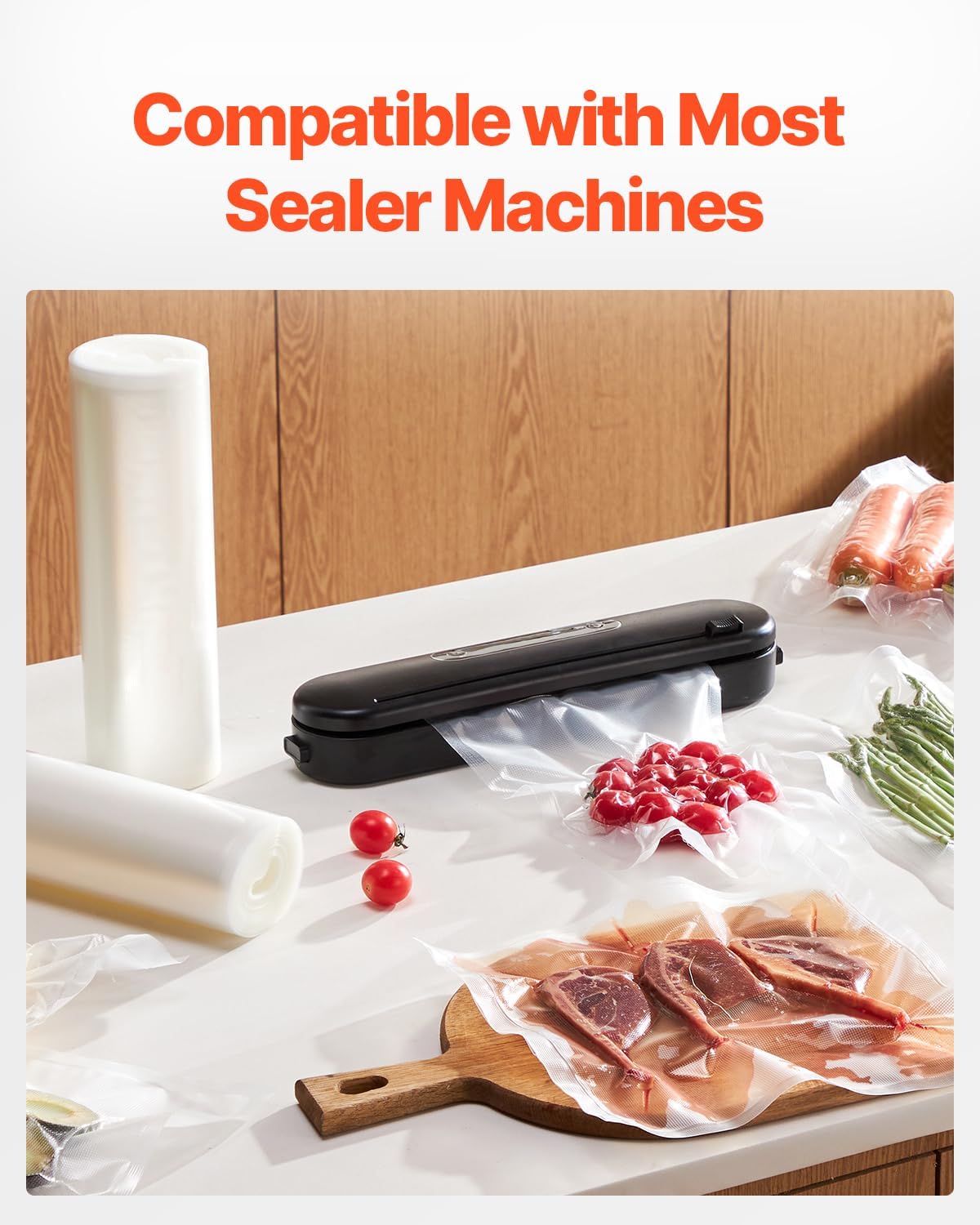 Vacuum Sealer Bags, 2 Rolls 11 In x 50 Ft, Non-BPA Food Grade Seal A Meal Bags, Customizable Freezer-friendly Vac
