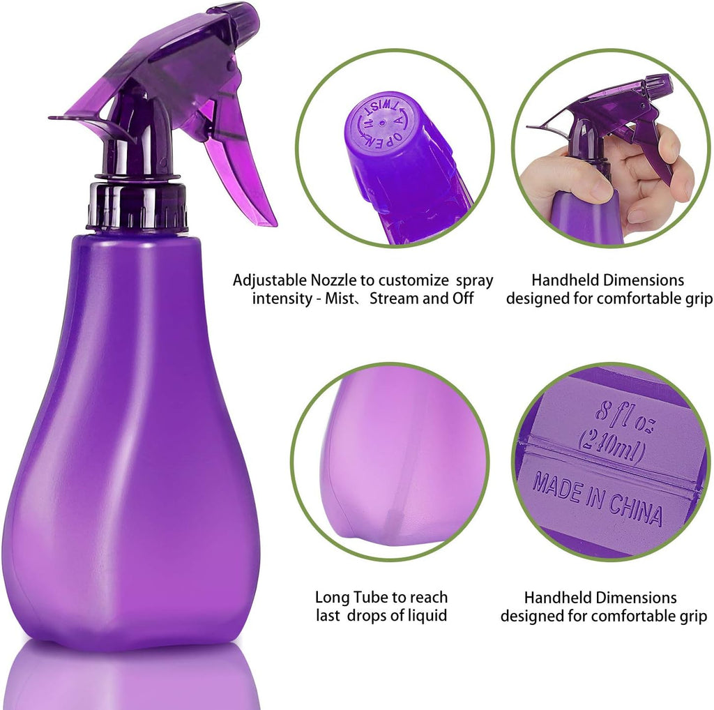 8 Oz Empty Plastic Spray Bottles with Adjustable Nozzle - Durable Trigger Sprayer with Mist & Stream Modes