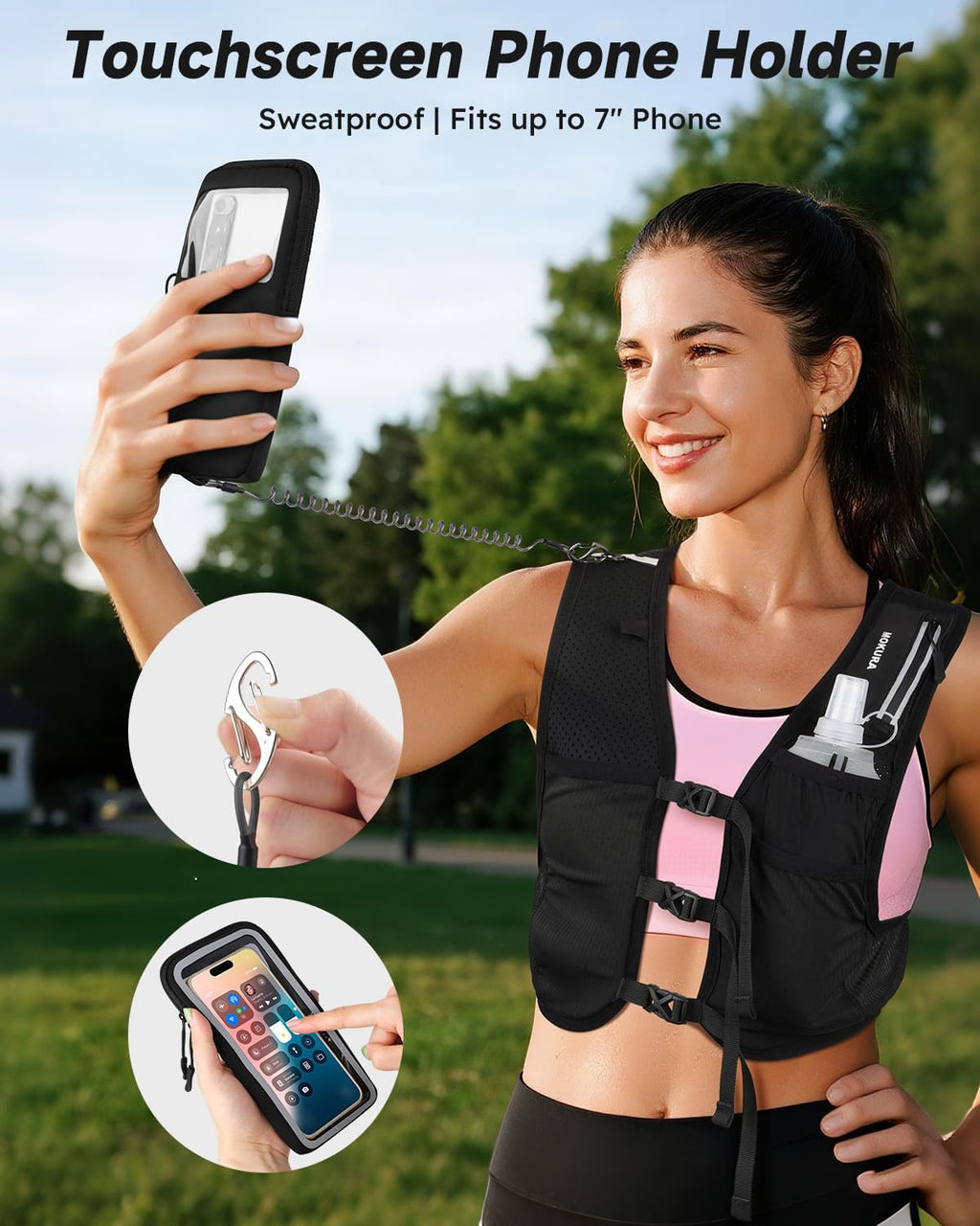 Running Vest for Women Men with 500ML Soft Flask & Phone Holder | Lightweight Hydration Vest | Reflective Running