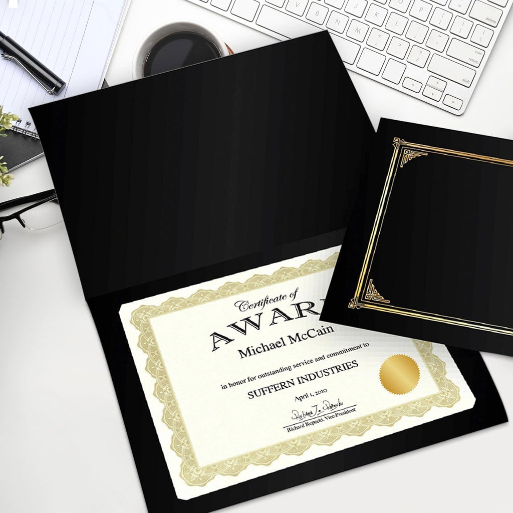Optima Gold Blank Award Certificate Paper with Gold Foil Seals, 8.5 x 11", Seal 1.75" (Pack of 25)