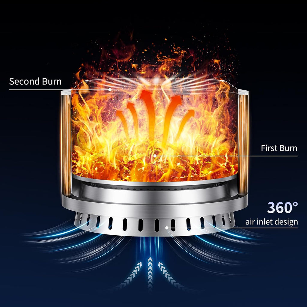 22 inch Smokeless Fire Pit with Waterproof Cover