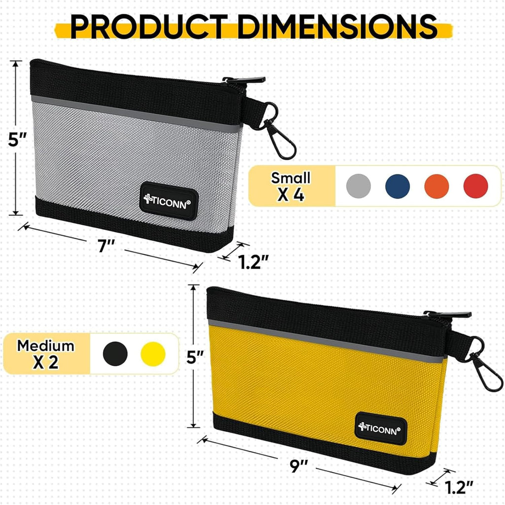 Tool Pouches with Zipper, 1680D Oxford Small Tool Bags, Waterproof Utility Bag Zipper Pouch for Tool Organizers and