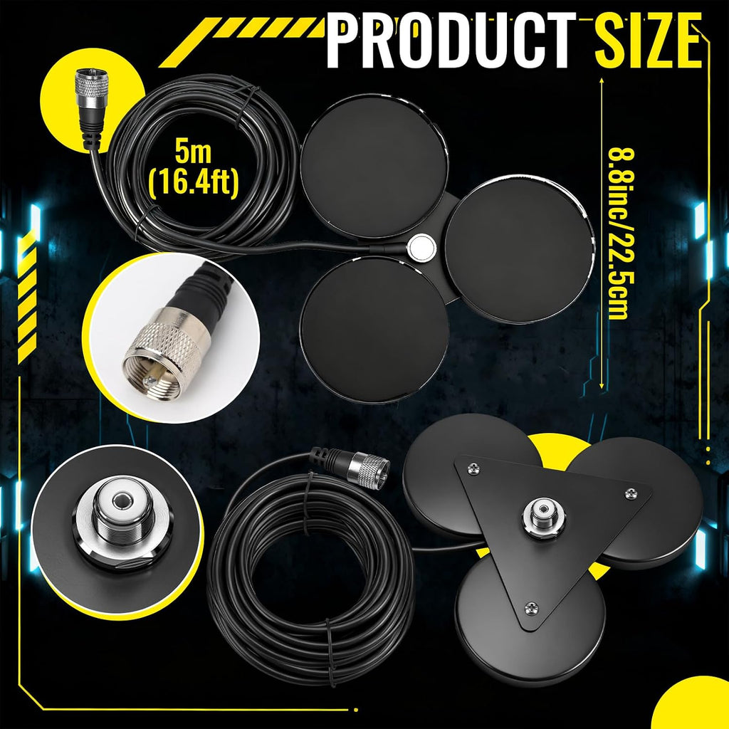 Magnetic Antenna Mount 8.8 Inch Cb Triangle Magnetic Base Mount