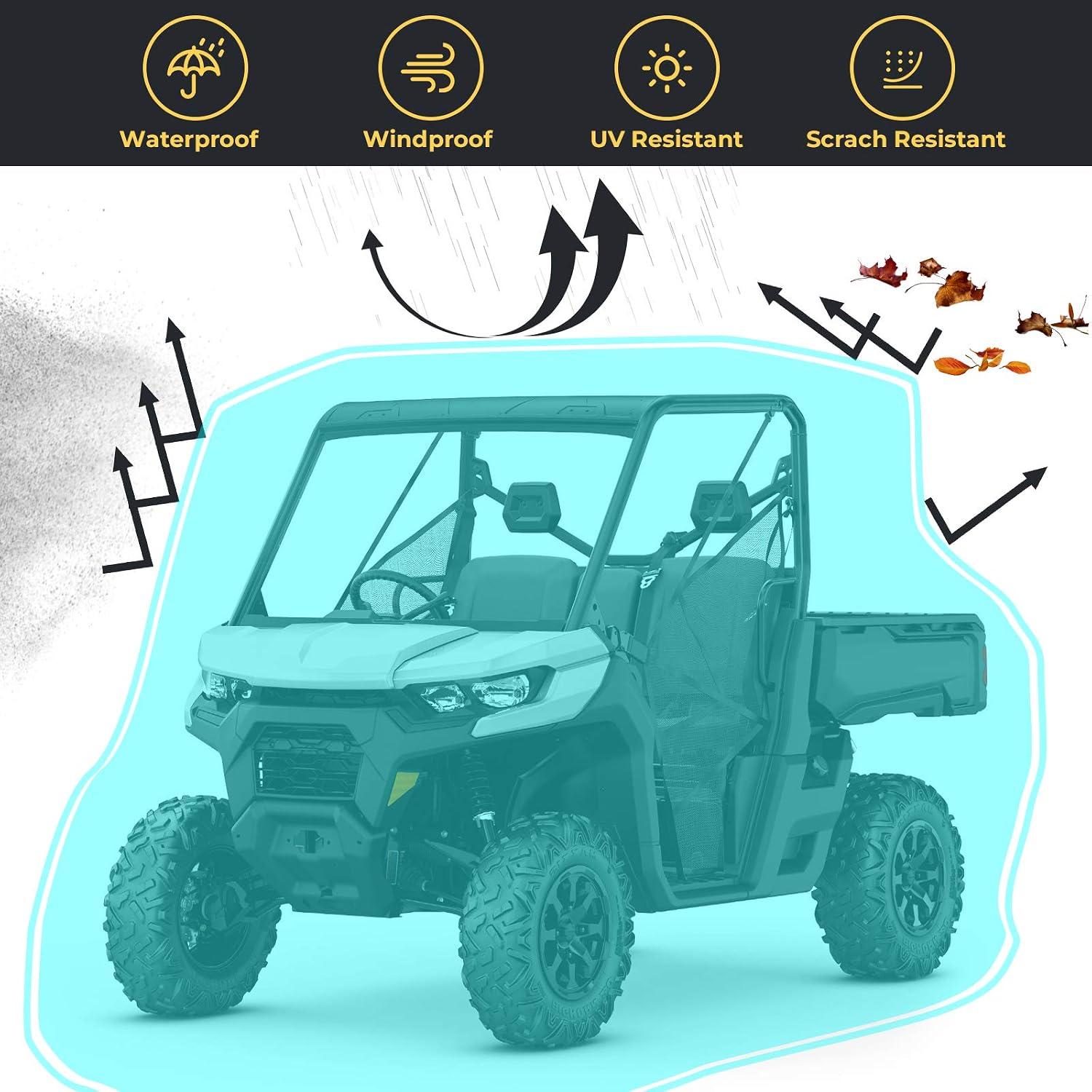 UTV Cover 2-3 Seaters 130" x 73" x 58" 420D Oxford Protection | Pu Coating, Waterproof Compatible with Can Am