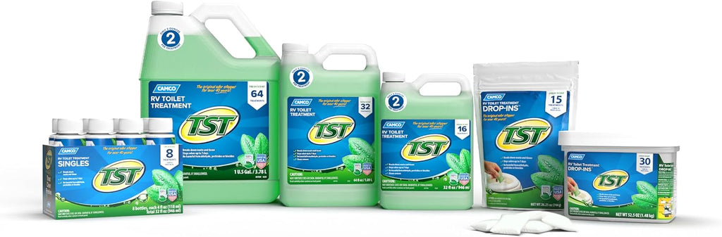 TST RV Toilet Treatment Drop-INs - Control Unwanted Odors and Break Down Waste and Tissue - Safe Septic Tank