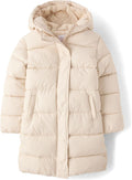 girls Medium Weight Long Puffer Jacket, Wind-resistant, Water-resistant