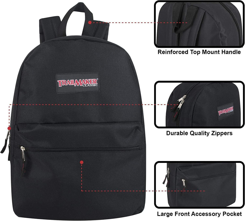 Backpack with School Supplies for Kids - 20 Piece Back to School Supplies with 17" Backpack (Black)