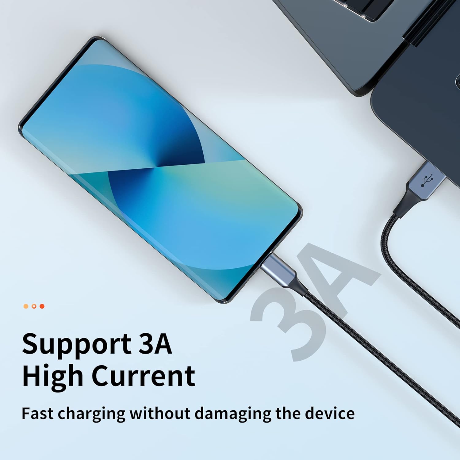 USB-C Cable 3-Pack (3ft/6ft/6ft), USB A to USB-C Fast Charging Cord, Nylon Braided, Compatible with 17/16/15 Pro Max