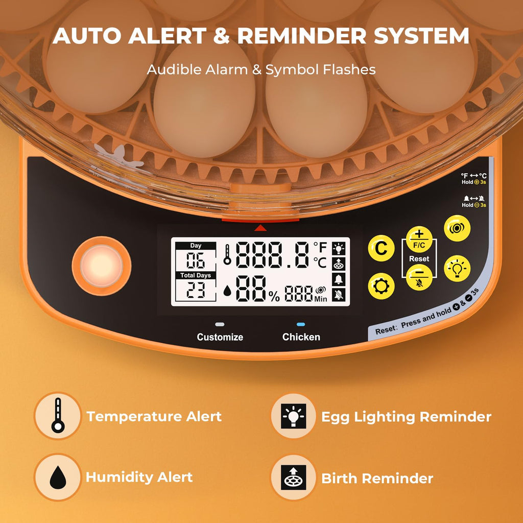 24 Egg Incubator - Smart Incubators for Hatching Chicken Eggs with Temperature & Humidity Control, Egg Candler, Auto