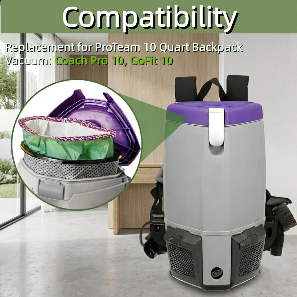 15 Pack 107313 Replacement Vacuum Bags for ProTeam 10 Quart Backpack Vacuum