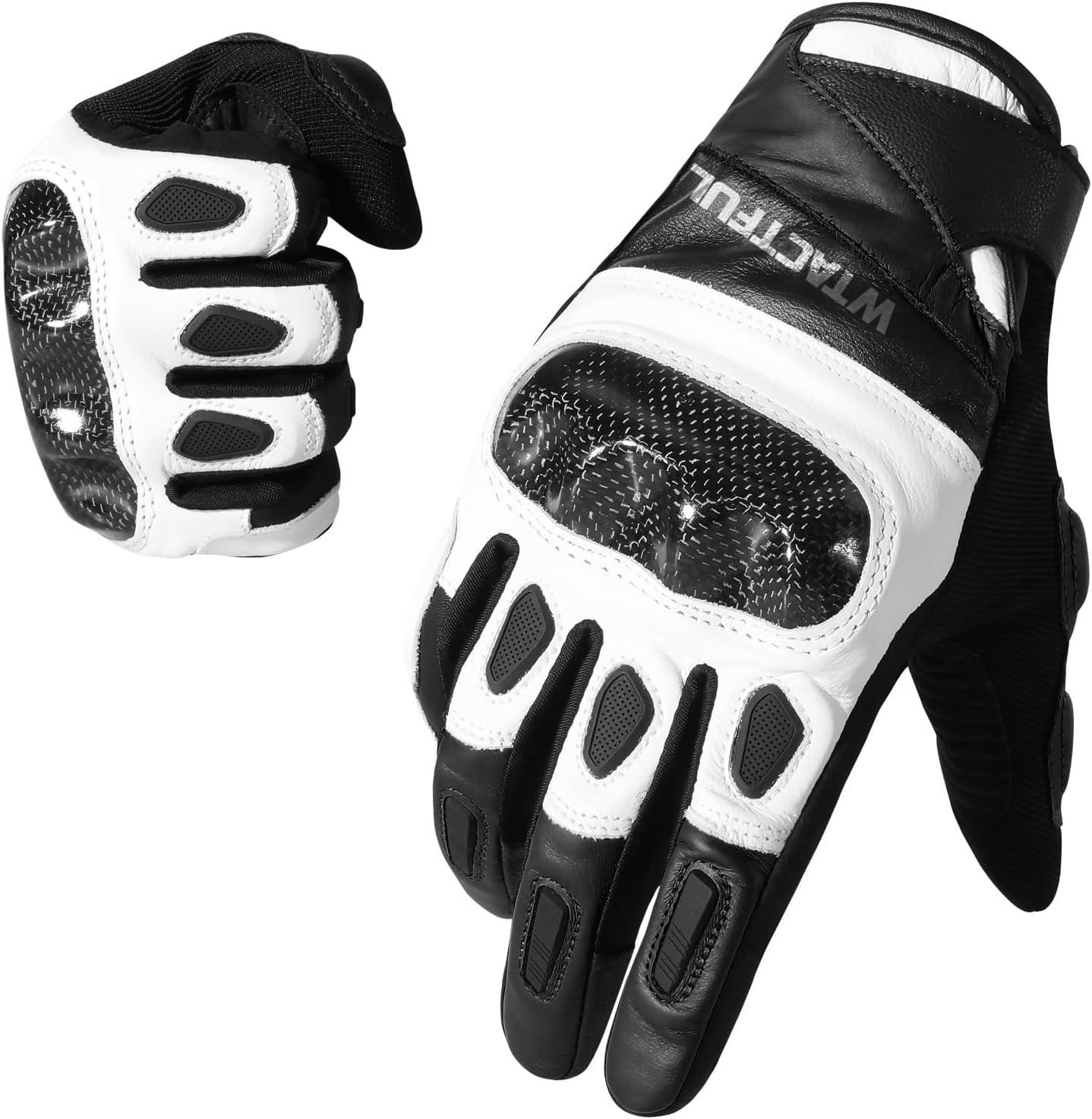 Goatskin Carbon Motorcycle Gloves, Touchscreen Men Women | Goatskin Leather, Breathable Microfiber, Carbon Joint