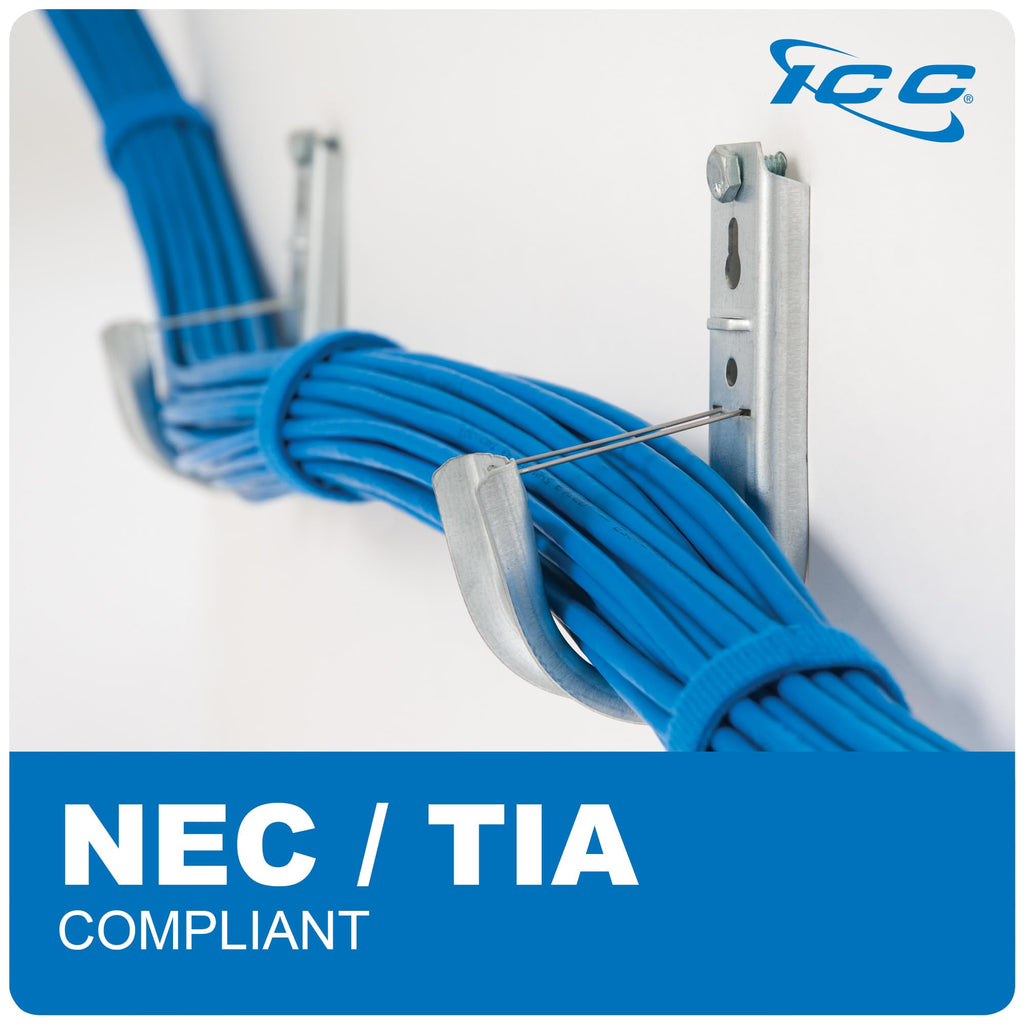 ICC 2-Inch Wall Mount J Hook Cable Management, Retainer Clips, 25-Pack