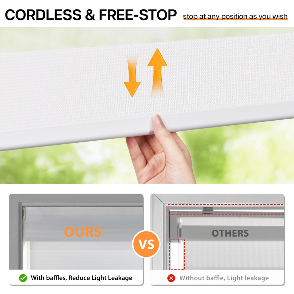 No Drill Zebra Blinds for Windows 34" W x 64" H, White