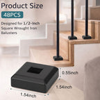 48 Pcs 1/2'' Baluster Shoe Aluminum Flat Shoes Modern Matte Black