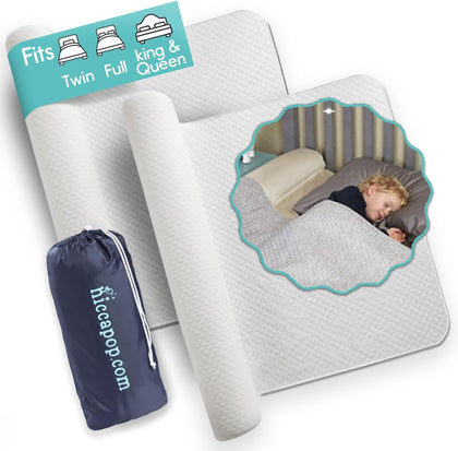 [2-Pack Inflatable Bed Rail for Toddlers | Portable, Blow-up Bed Bumper for King, Queen, Full, with Non-Slip