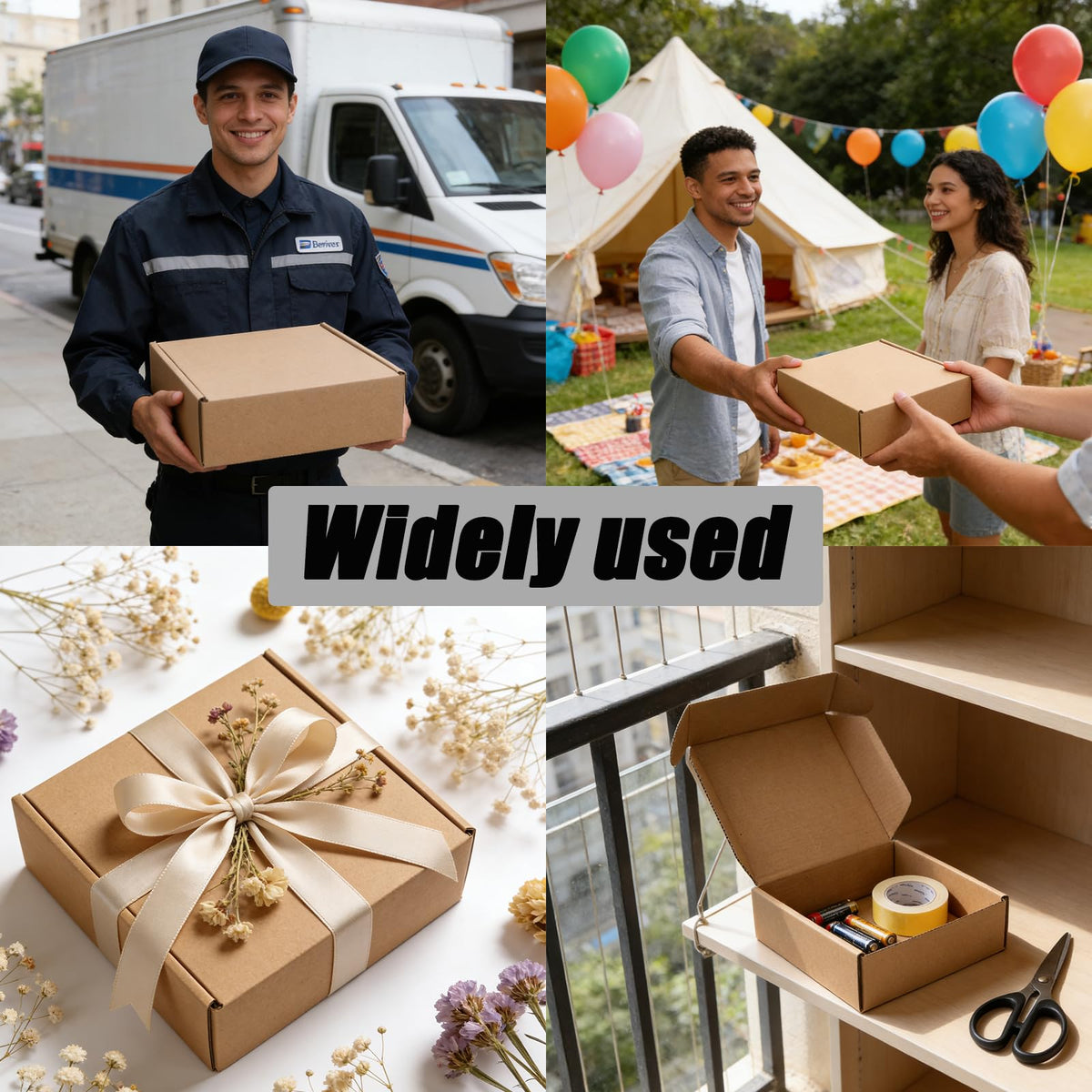 10 Pack 6x6x2 Shipping Boxes, Small Brown Corrugated Mailers