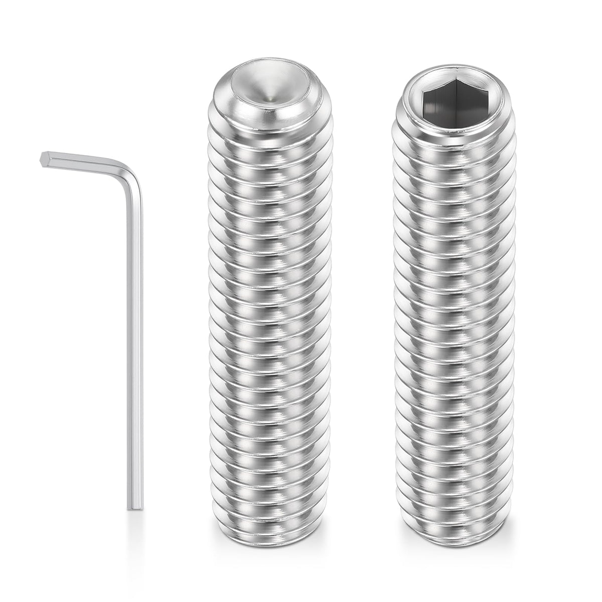 Kozelo 50pcs Cup Point Hex Socket Set Screws-M6-1x25mm 304 SS
