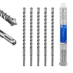 SALI 5 Pcs 9/16"*12" SDS Plus Rotary Hammer Drill Bit Concrete Drill Bit Kit Cross-Type Double Thread Carbide Material Suitable for Concrete, Brick, Cement Walls, Stone, Hammer Drill Bits for Concrete