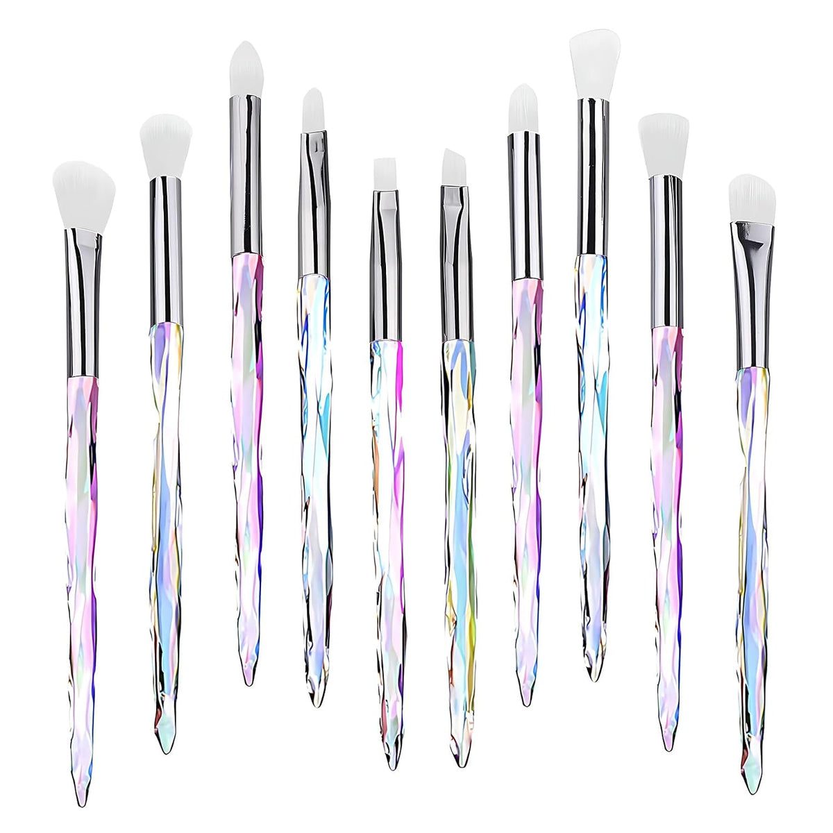 Eyeshadow Makeup Brushes, 10PCS Crystal Brushes for Eye Makeup Premium Synthetic Bristles Eyeshadow Blending Crease