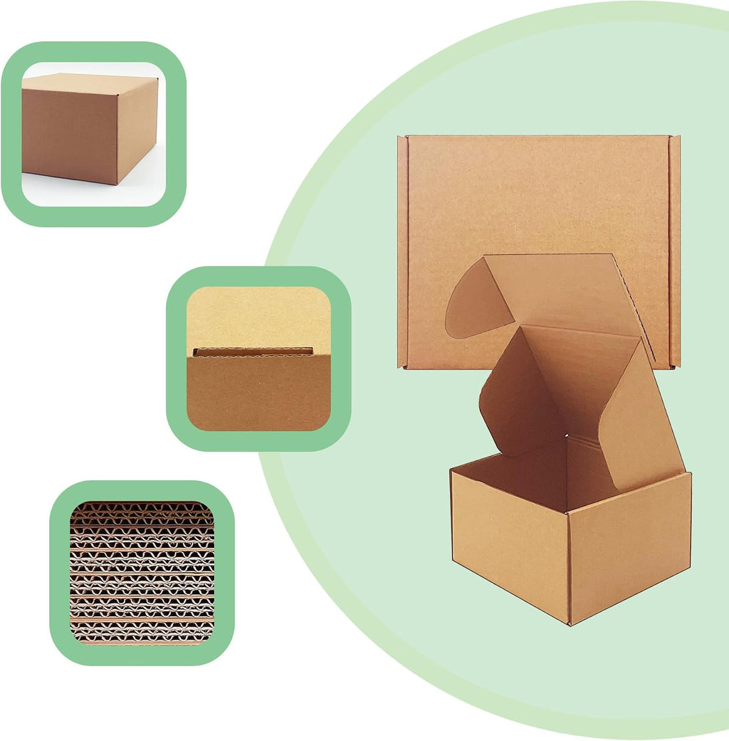 6x5x3 inch Shipping Boxes, Bulk 28 Pack, Brown Corrugated Cardboard Mailers