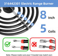 316442301 Electric Range Burner 8'' Coil Surface Element (5-Turns) by APPLIANCEMATES Replacement for Frigidaire Range Coil Surface Element Replaces MP26YA AP4356467 PS2339242