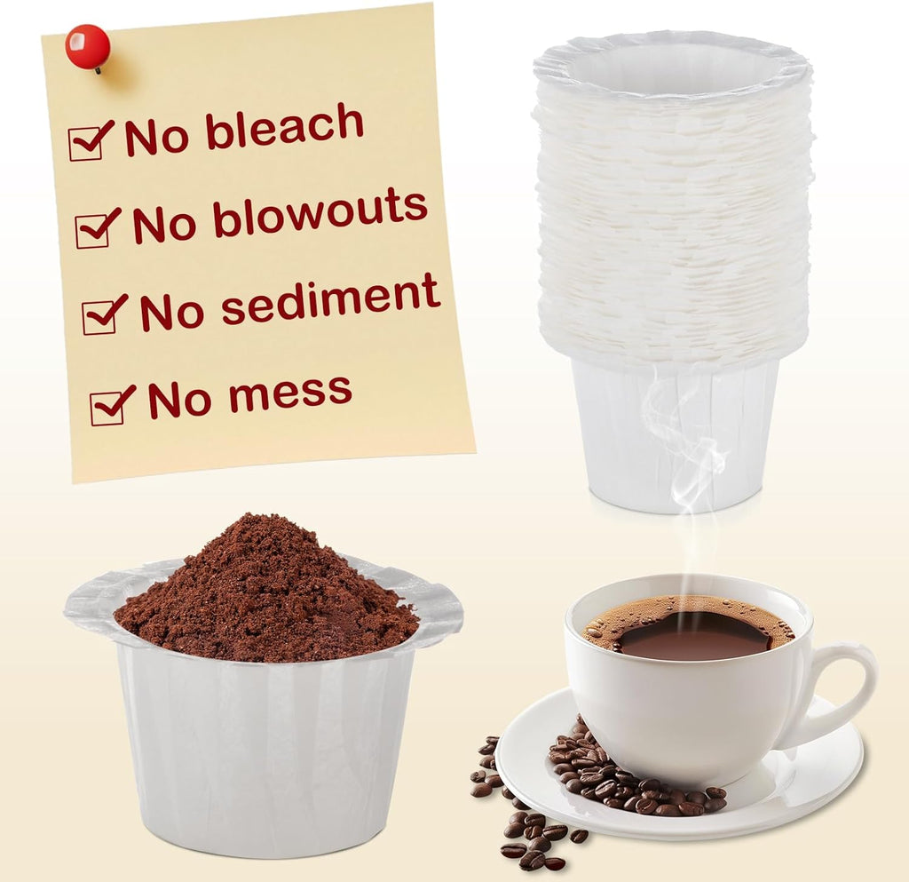Disposable Paper Coffee Filters, Keurig K Cup Paper Filters for Keurig Single Brewer Reusable Cups, K-cup Coffee