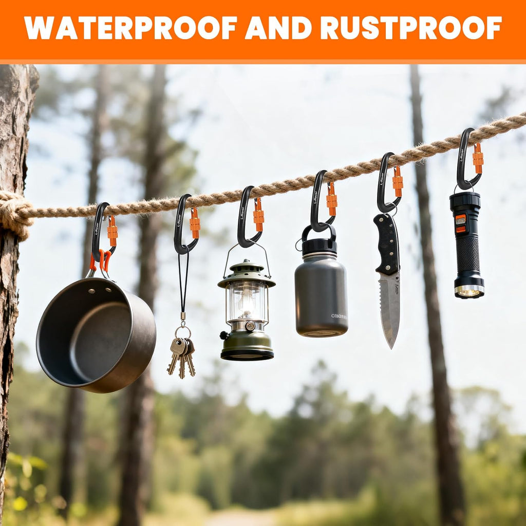 3 Heavy Duty Carabiner Clips 12kN (2697 lbs)-Lightweight Locking Carabiners for Securing Pets，Camping, Hiking