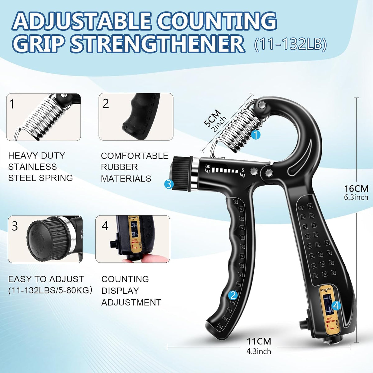 5/10 PCS Grip Strength Trainer Kit, Hand Gripper Strengthener, Finger Exerciser