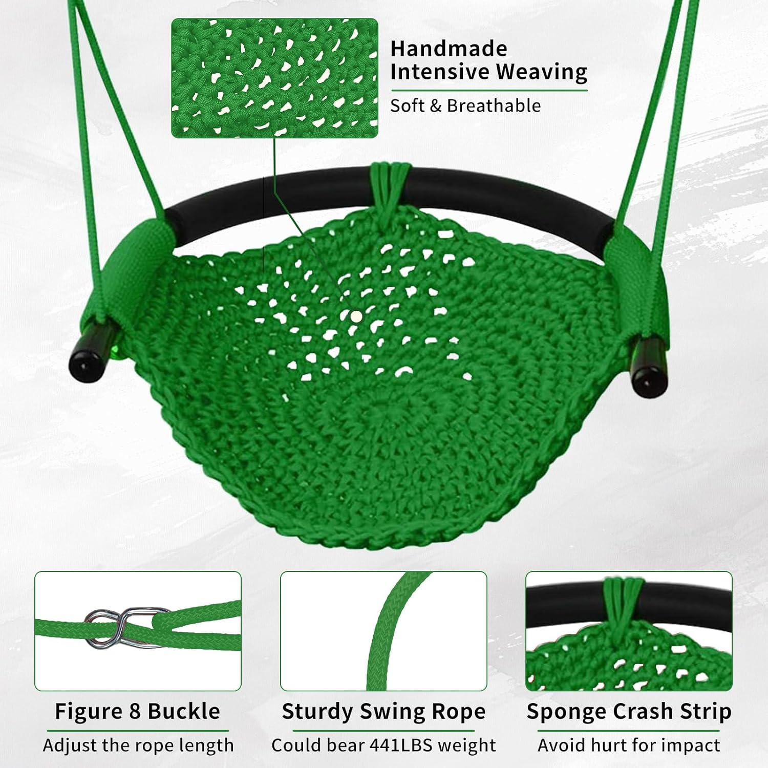 Tree Swing for Kids, Adjustable Toddler Rope Swing Seat with Snap Hooks and Straps, 440 lbs Capacity, Swingset