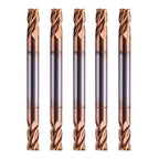 5 Pack 1/8" 4 Flute Double End Solid Carbide Square End Mills, TiSiN Coated