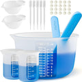 Large Silicone Resin Measuring Cups Tool Kit - Nicpro Reusable 600ml & 100ml Measure Cup, Silicone Stir Sticks