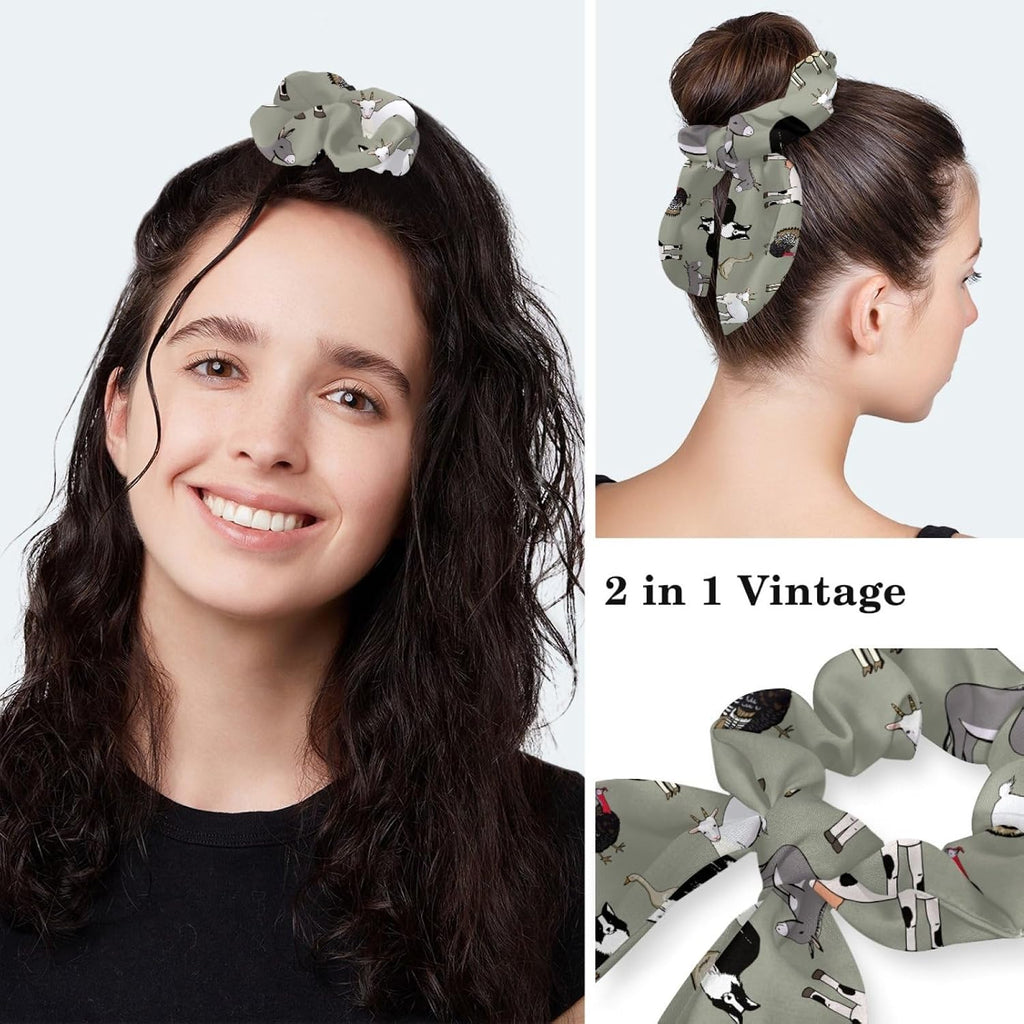 Adjustable Farm Animals Pig Cow Women Bouffant Cap with Buttons Scrub Hat for Woman