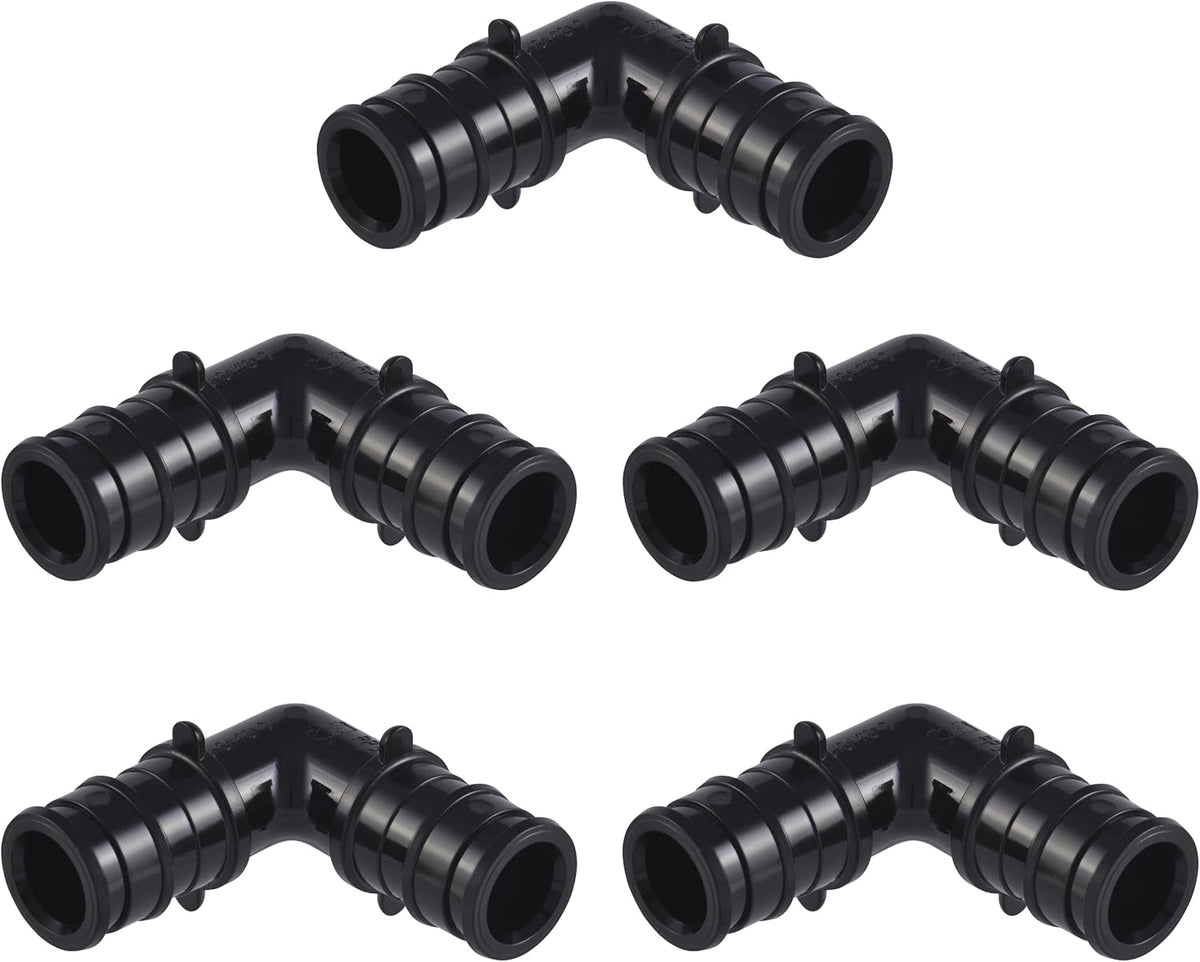 SharkBite 1/2 Inch Poly Expansion 90 Degree Coupling for PEX-A Pipe, Pack of 5, Plastic Plumbing Fittings, Plastic Elbow Coupling for PEX-A Tubing, UA248A5