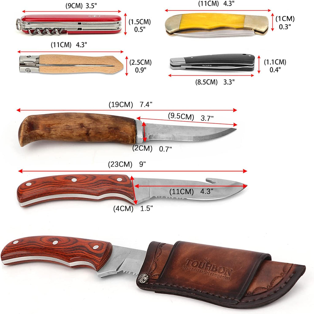 Leather Knife Sheath with Dual Carry,Folding/Fixed Blade Knives EDC Holster | Vertical/Horizontal Belt Carry