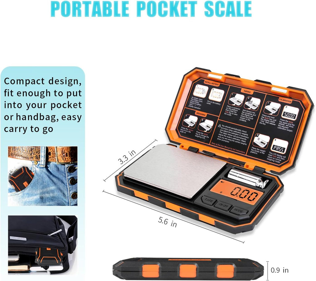 Digital Pocket Scale, 500g x 0.01g Gram Scale, High Precision