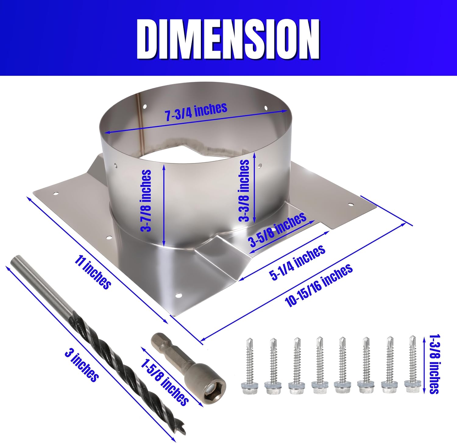 8 Inch Shipping Container Roof Vent Adapter 8" for Whirlybird Turbines, Round Chimney Caps and Corrugated Roof Window