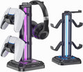 RGB Headset Stand with 9 Light Modes - Controller Holder for Desk - Rotatable Headphone Stand & Detachable Controller